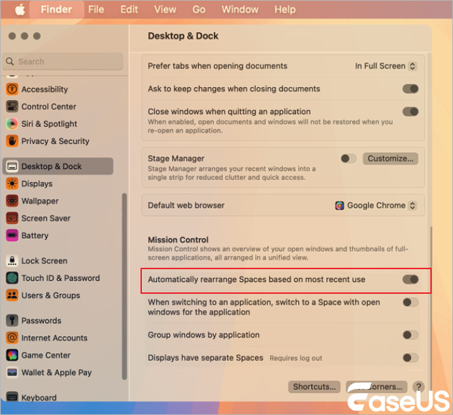 Reorganizar automaticamente os espaços com base no uso mais recente
