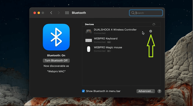 die Kopplung der Bluetooth-Geräte auf dem MacBook aufheben