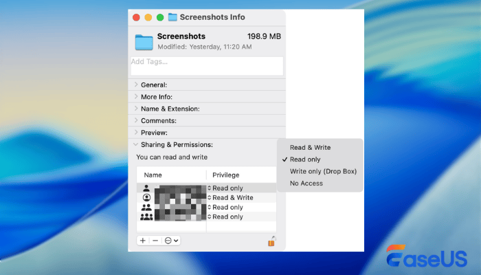 mengubah pengaturan izin mac