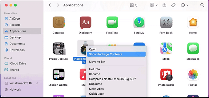 Mostrar contenido del paquete
