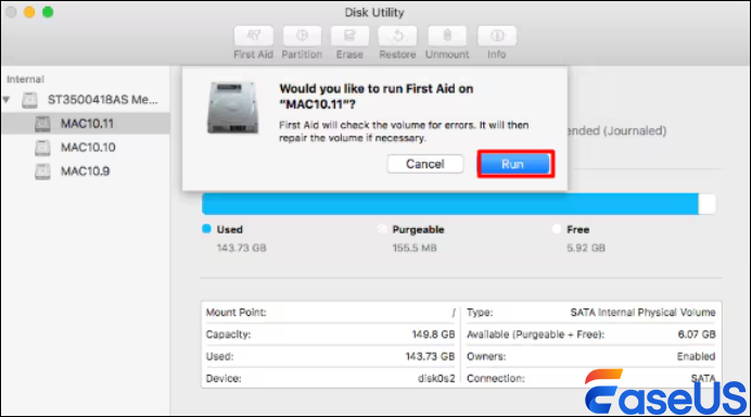 Klicken Sie auf Erste Hilfe ausführen