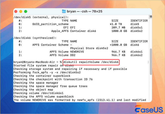 diskutil apfs reparatie