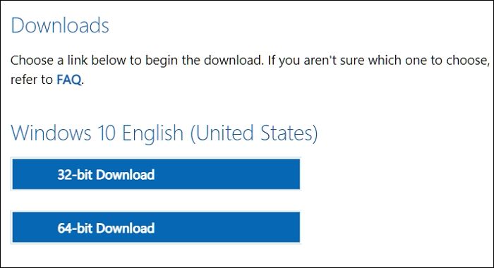 Wählen Sie zwischen Windows 10 32-Bit-ISO oder 64-Bit-ISO