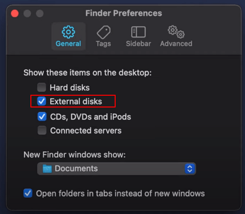L'image d'un disque dur externe ne s'affiche pas sur Mac