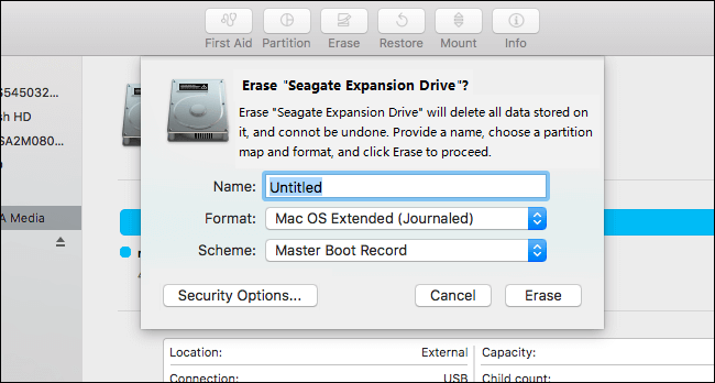 formattare il disco con Utility Disco