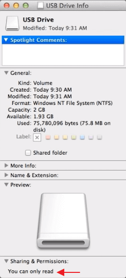 how to change permissions on usb flash drive mac