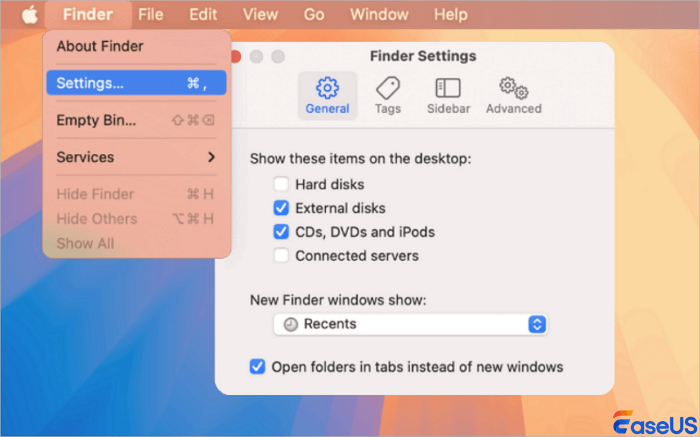 disco rígido externo não aparece no Finder