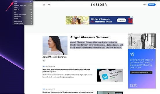 fare clic su modifica e copia