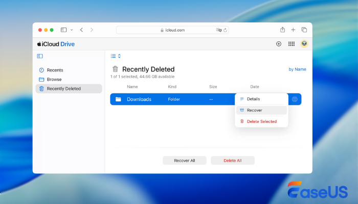 iCloud Drive map 'Onlangs verwijderd'