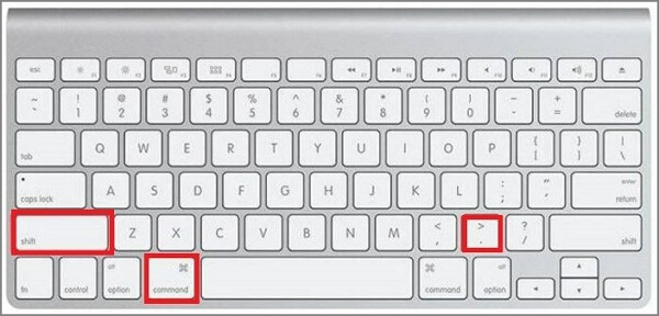 usa la scorciatoia Mac per nascondere i file