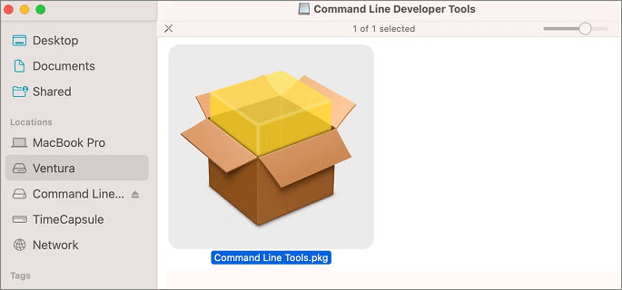 Starten Sie das Installationsprogramm der Command Line Tools