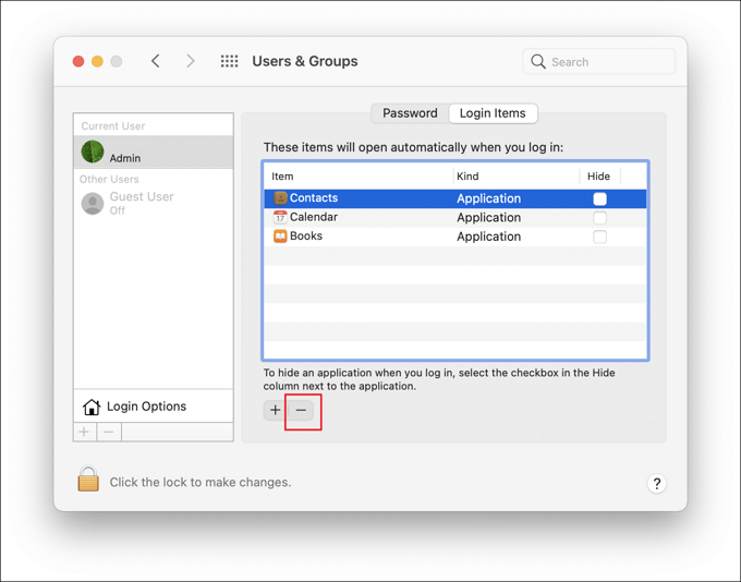 Unerwünschte Anmeldeelemente deaktivieren