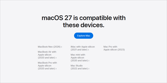 macOS 27 supported Macs