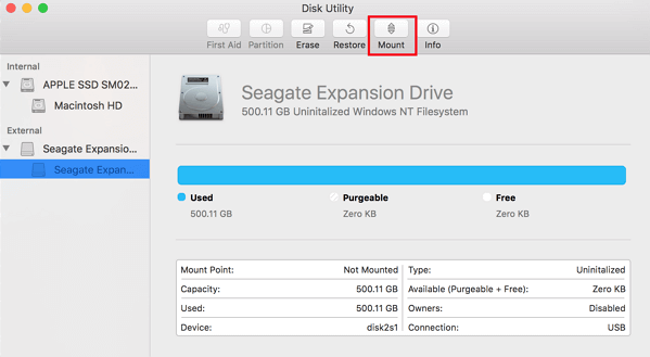 Mount Seagate drive