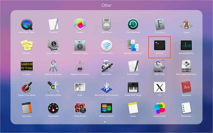 Mac'te Terminal'i bulun