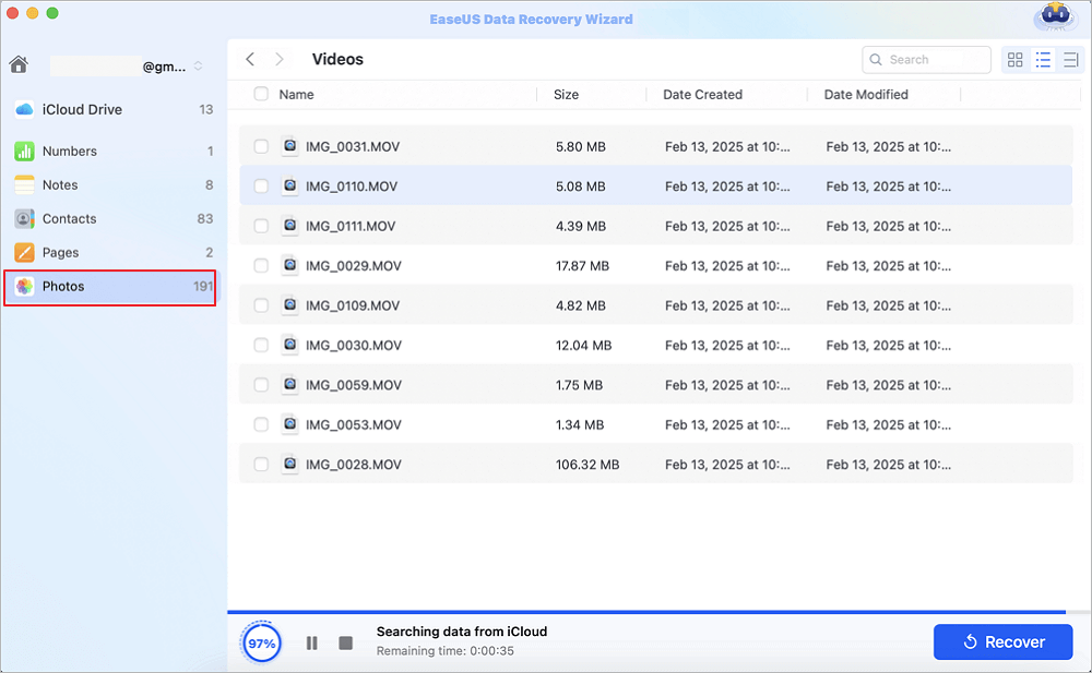 Recover videos from iCloud