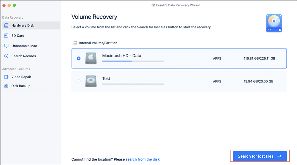 EaseUS mac data recovery
