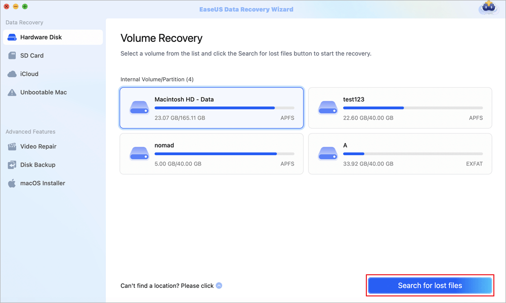 EaseUS mac data recovery