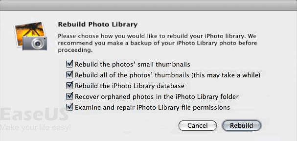 Herbouw de verwijderde iPhoto-bibliotheek.