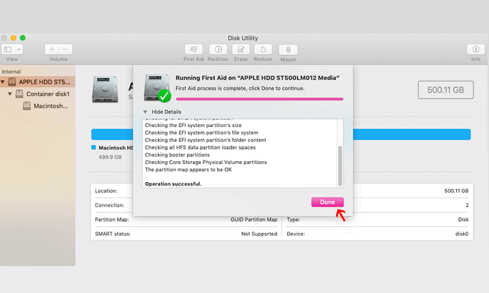 disk utility first aid failed external hard drive