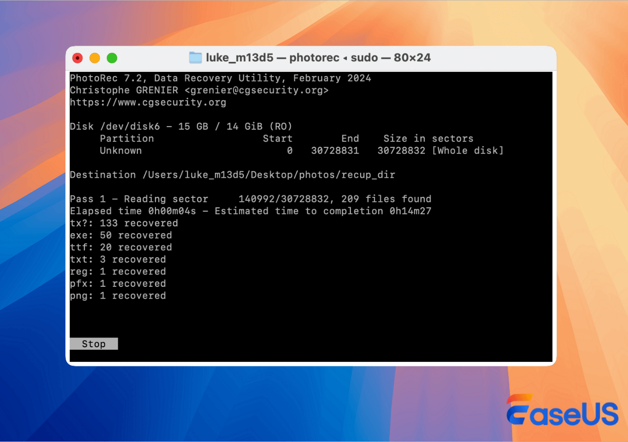 start recover formatted sd card with photorec