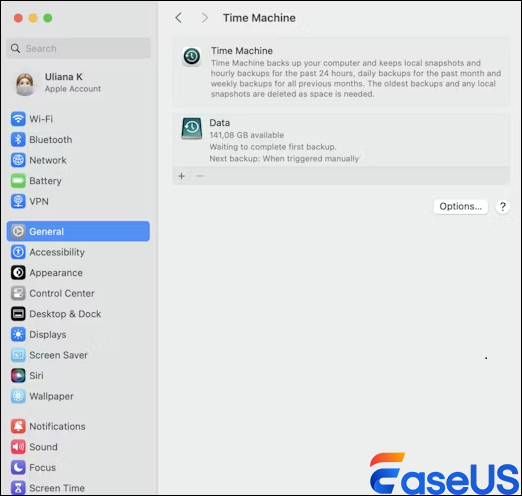 Reselect your backup disk