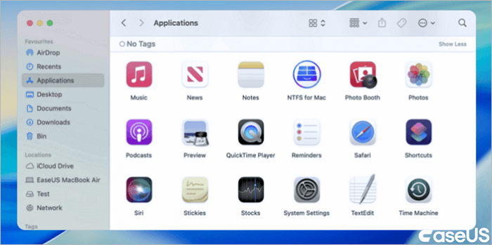 otevřít složku Aplikace
