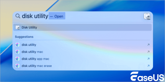Otevřete Diskovou utilitu pomocí Spotlightu