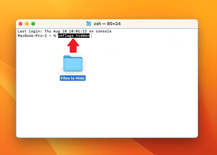 nascondi i file con il terminale su Mac