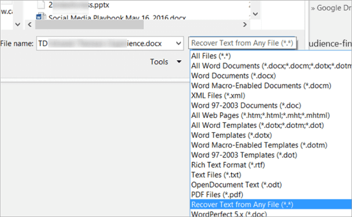  obnovte poškozený dokument aplikace Word pomocí převaděče pro obnovu textu mac