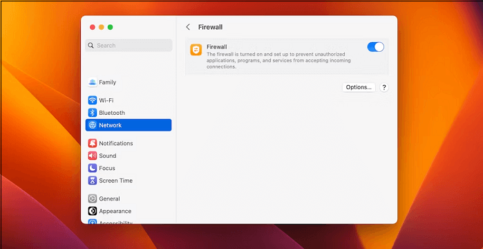 turn on Firewall on Mac