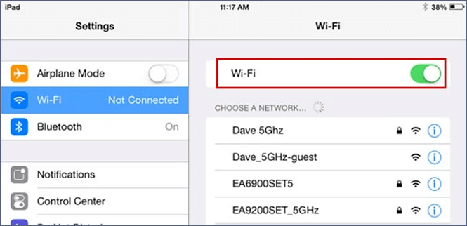 turn on wifi on your ipad