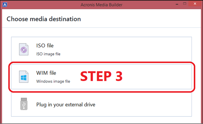 click WIM file option