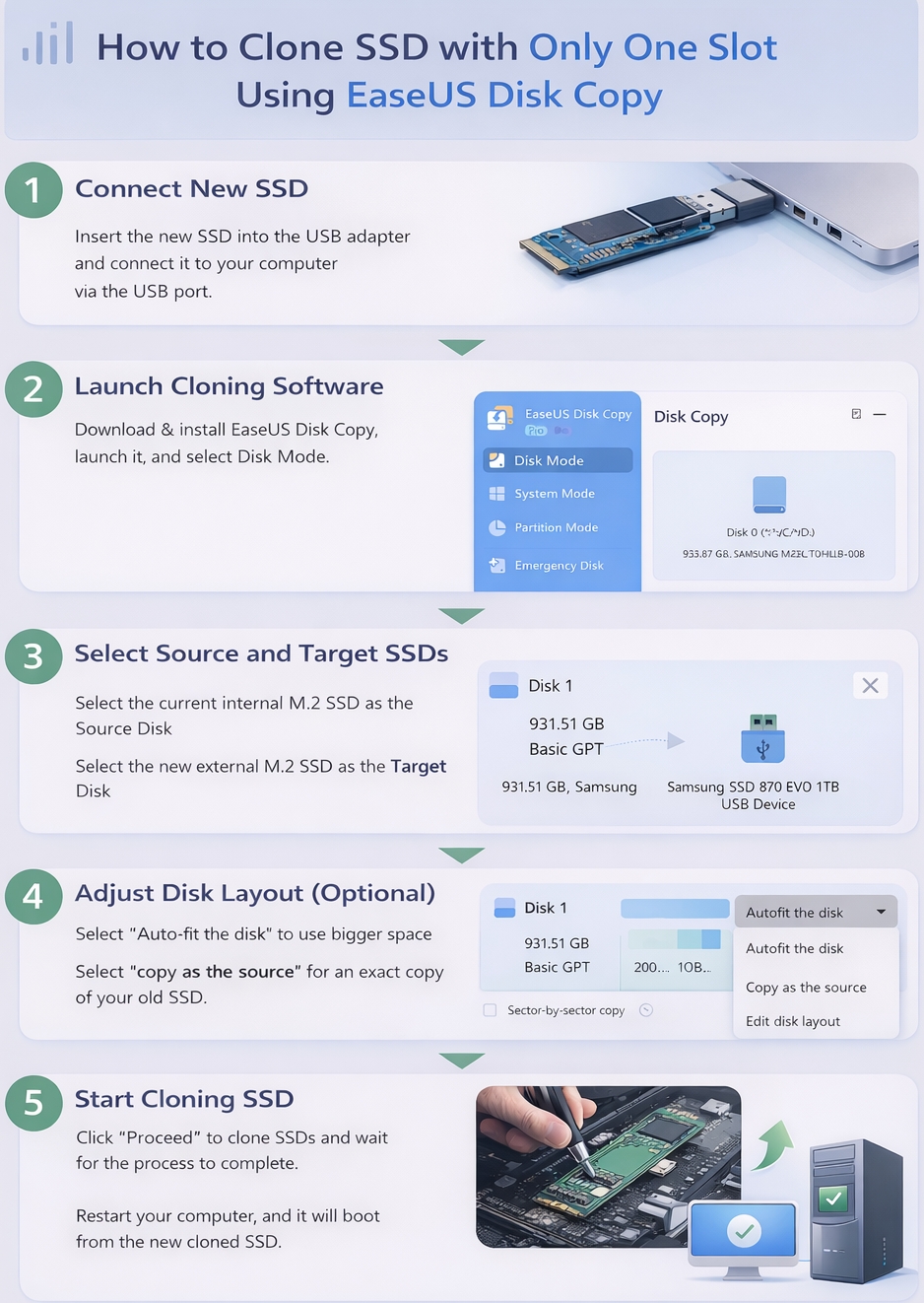 clone ssd with only one slot
