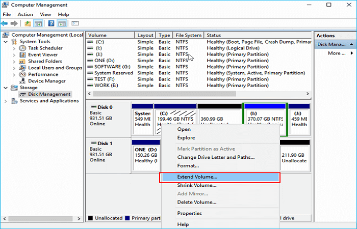 scegli Estendi volume