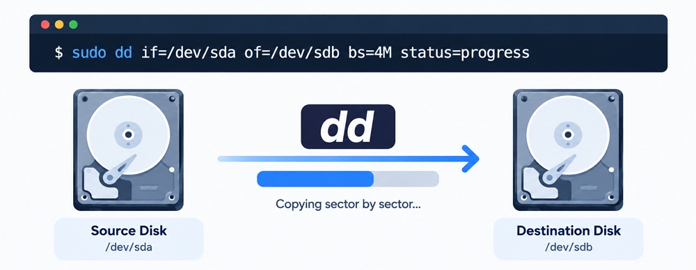 sector clone disk via dd command