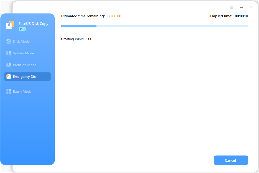 Create the bootable disk for copying or cloning the disk.