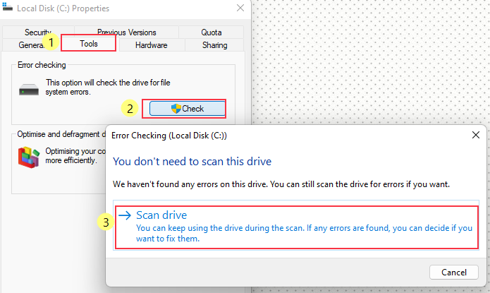 文件探索 Windows 掃描驅動器