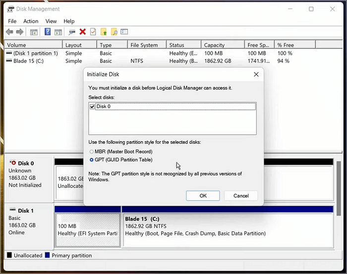 Datenträgerverwaltung öffnen