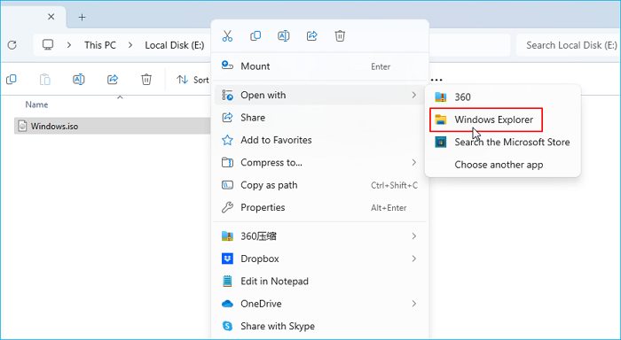 otwórz za pomocą Eksploratora Windows