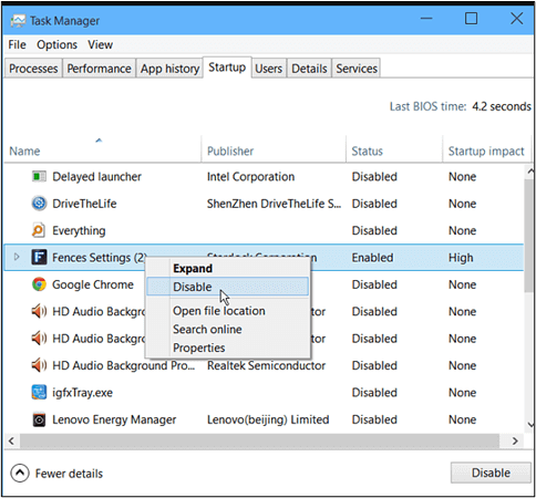 disabilitare i programmi di avvio