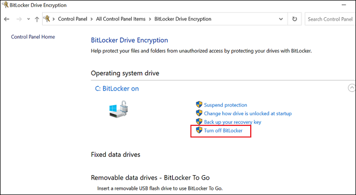 Bitlocker ausschalten