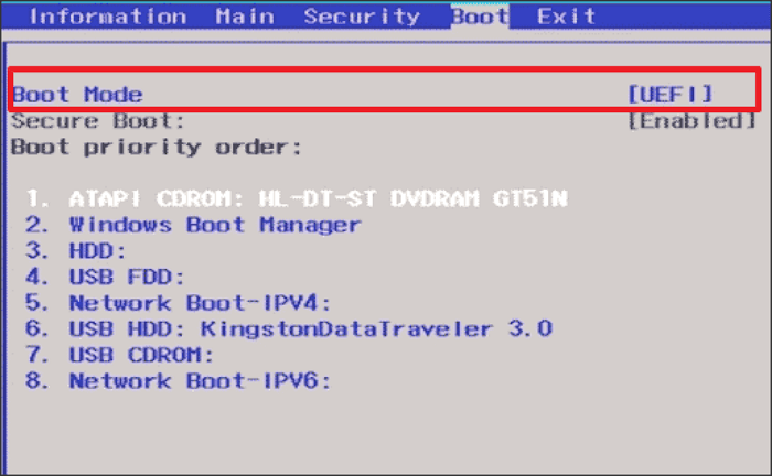 wybierz opcję Legacy lub UEFI jako tryb rozruchu