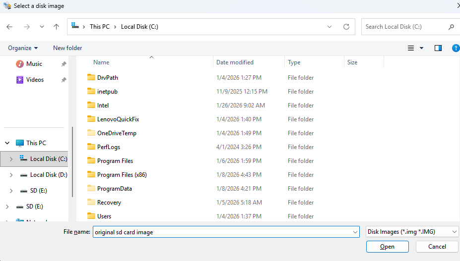 naam geven aan het SD-kaartimagebestand