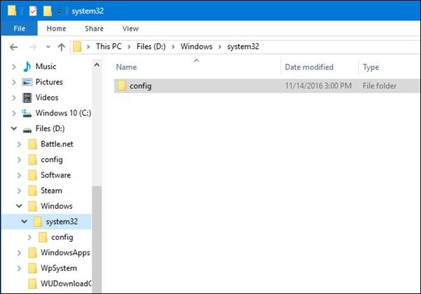 cole a pasta de configuração