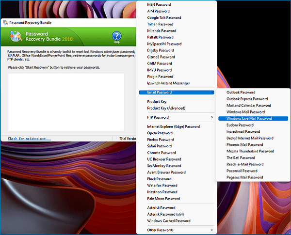 find windows live mail password with password recovery bundle