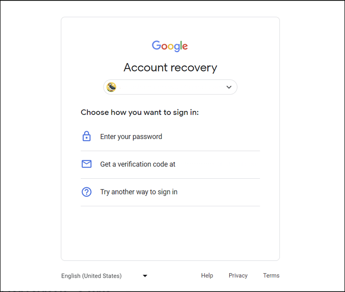 Wählen Sie die Methode zur Passwortwiederherstellung aus