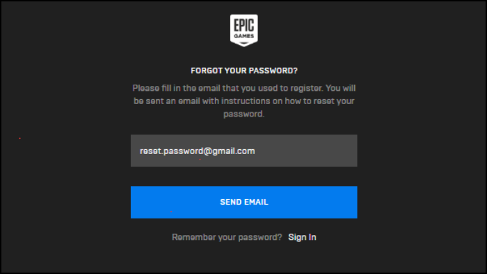 forgot my email for epic games