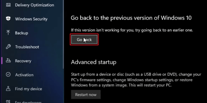 Possible to add an option to revert to a previous firmware version