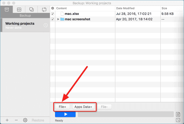 Select to backup target Mac data.